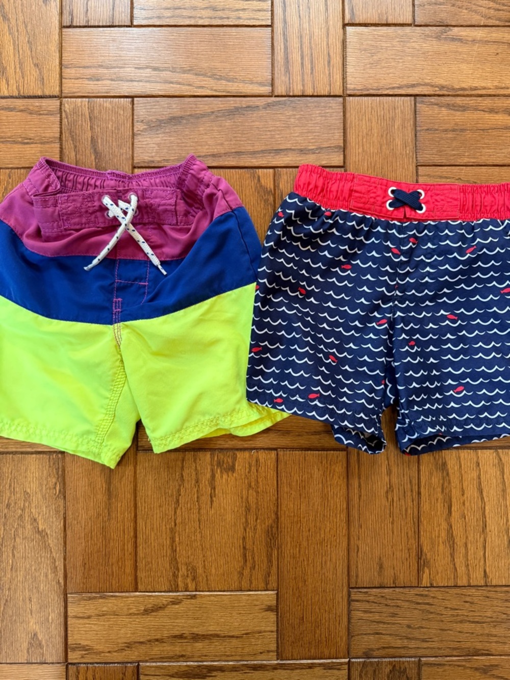 OshKosh Waves Themed Swim Shorts and Cat & Jack Colorblock Swim Shorts Duo